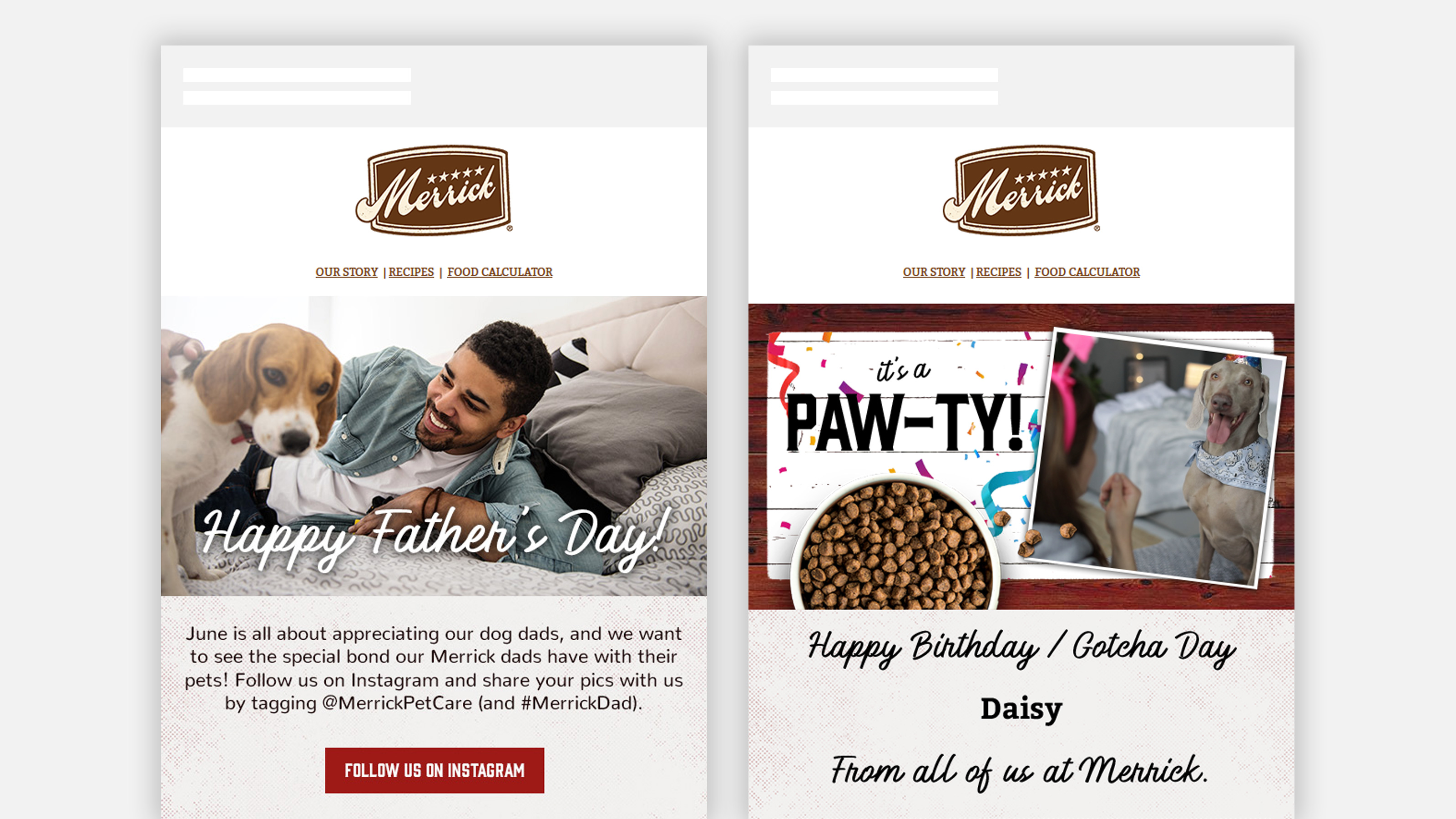 Merrick email layouts on mobile