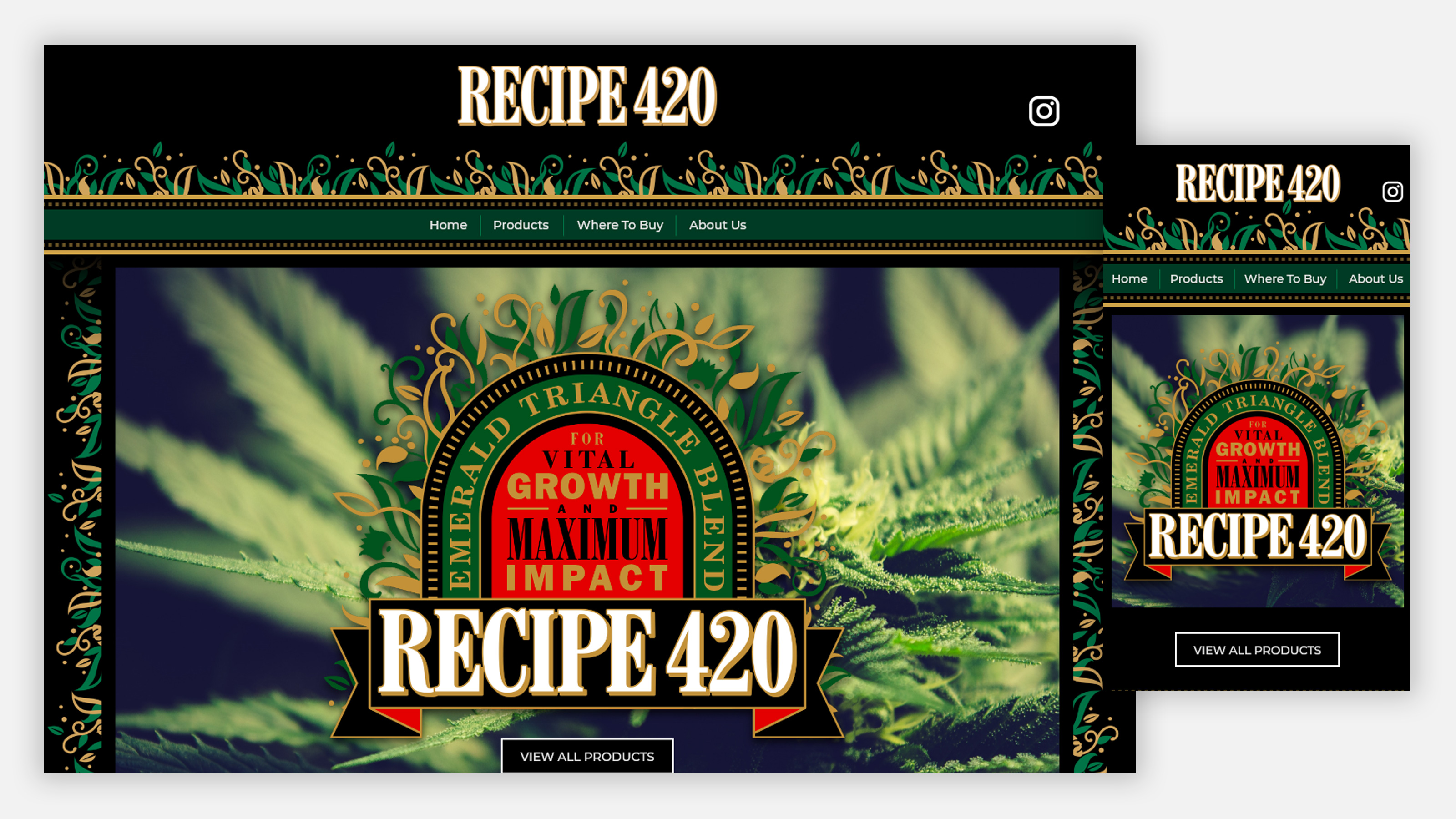 Recipe 420 website home page on desktop and mobile
